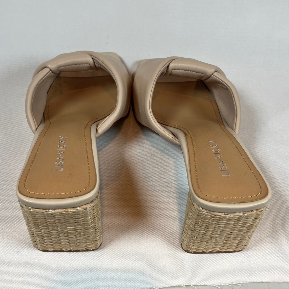 Lisa Vicky Impress Sandals Nude Sheep Napa Leather Heeled Women’s Dress 7.5M NIB - Picture 5 of 8